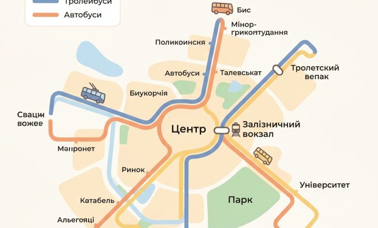 Карта громадського транспорту Луцька