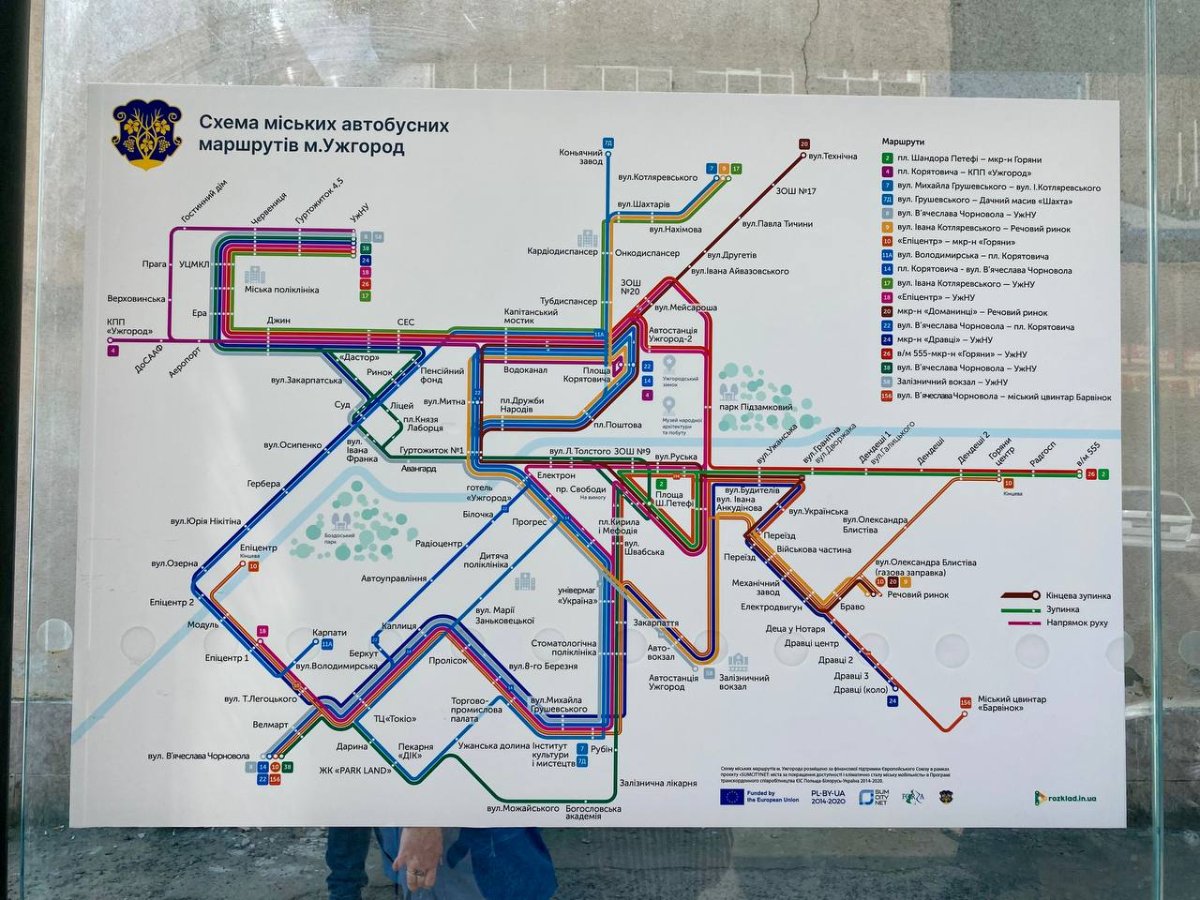 Карта транспорту Ужгорода онлайн