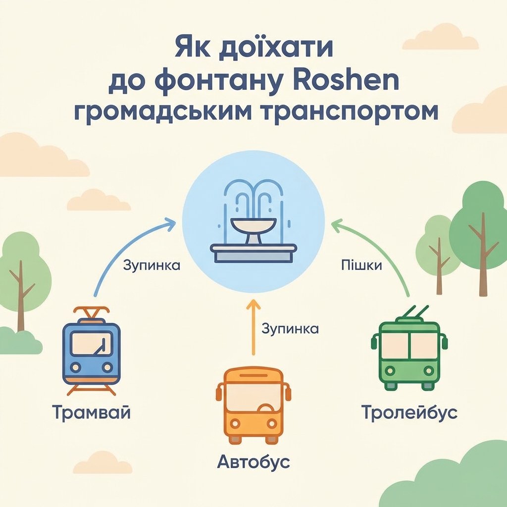Як доїхати до фонтану Roshen громадським транспортом