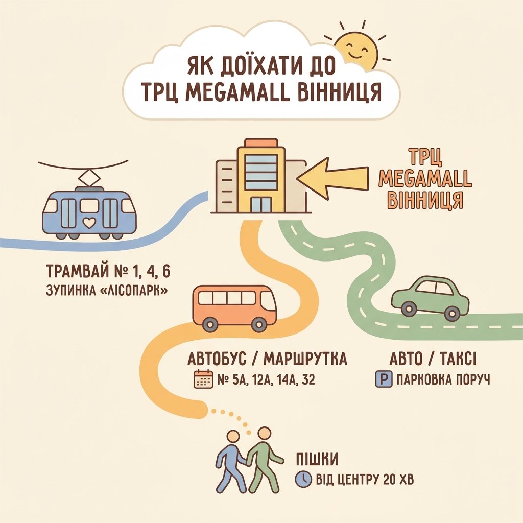 Як доїхати до ТРЦ Megamall Вінниця